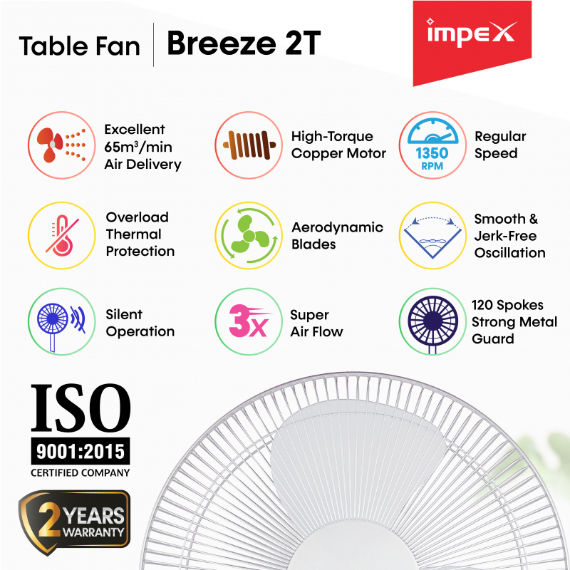 Breeze 2T | High-speed Electric Table Fan