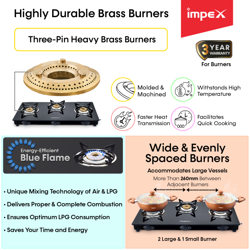 Glasstop Gas Stove ASPIRA 3B Elite