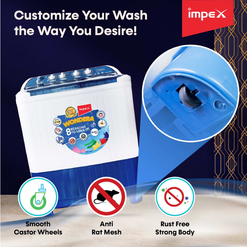 WONDERA WIZ 85SABL | Semi Automatic Top Load Washing Machine