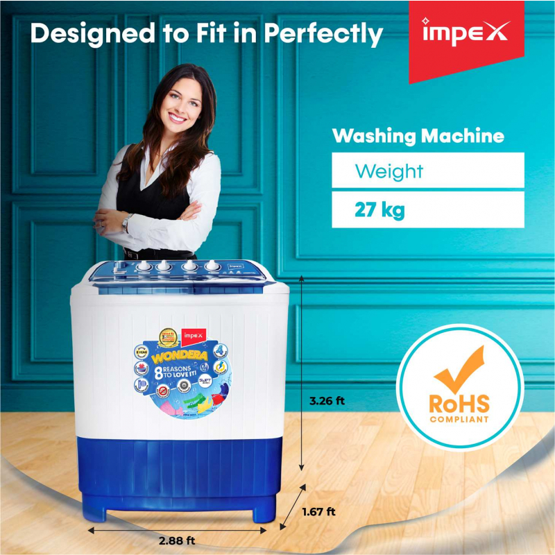 WONDERA WIZ 85SABL | Semi Automatic Top Load Washing Machine