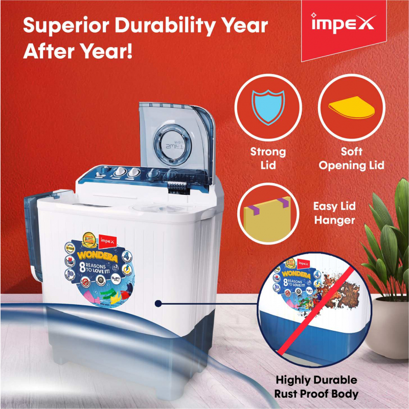 WONDERA WIZ 85SABL | Semi Automatic Top Load Washing Machine