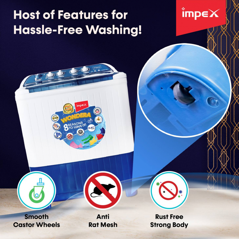 WONDERA WIZ 65SABL | Semi-Automatic Top Load Washing Machine