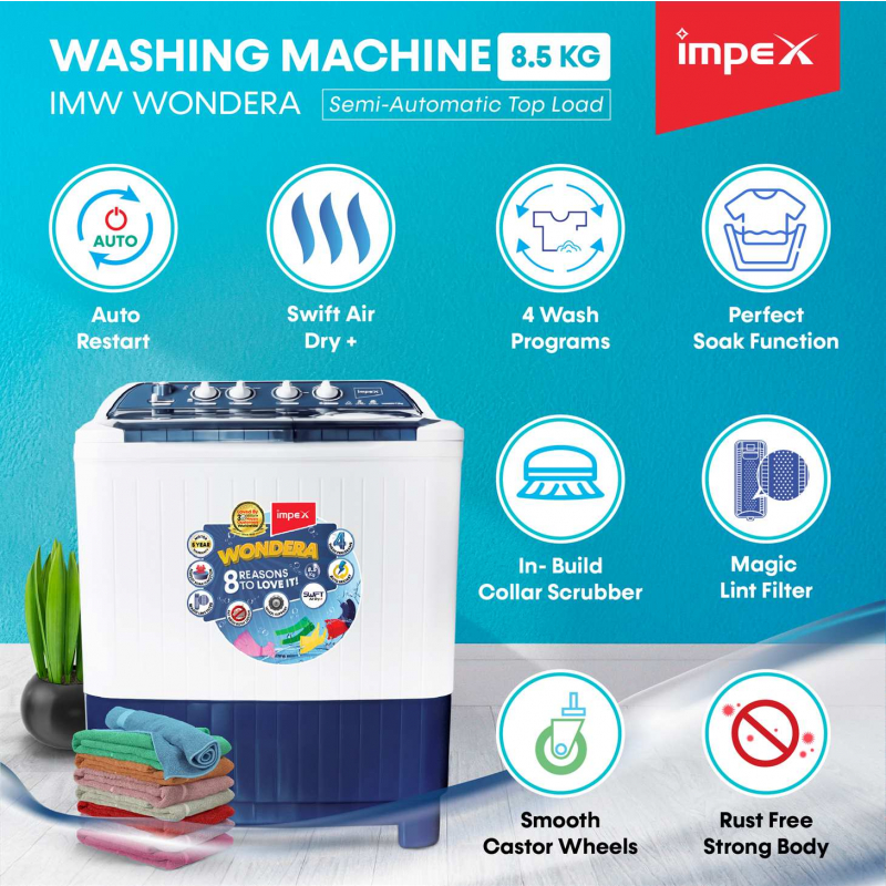 WONDERA WIZ 85SABL | Semi Automatic Top Load Washing Machine