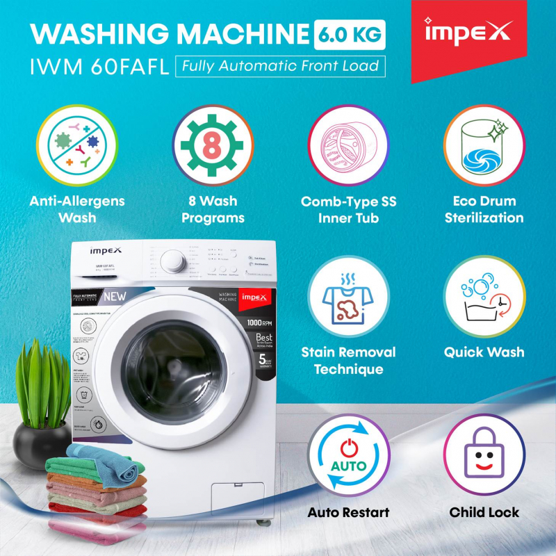 IWM60FAFL | 6Kg Fully Automatic Front Load Washing Machine