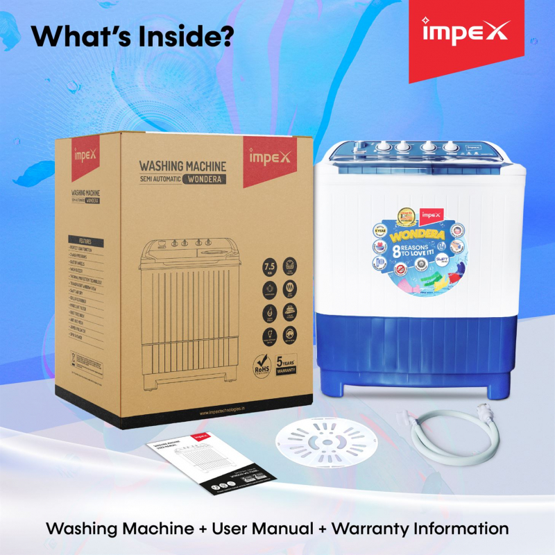 WONDERA WIZ 75SABL | Semi Automatic Top Load Washing Machine