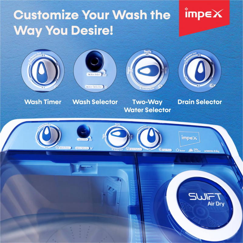 WONDERA WIZ 65SABL | Semi-Automatic Top Load Washing Machine
