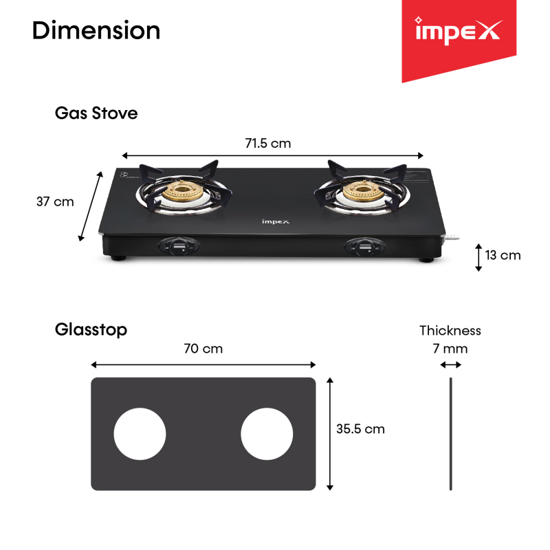 Glasstop Gas Stove ASPIRA 2B