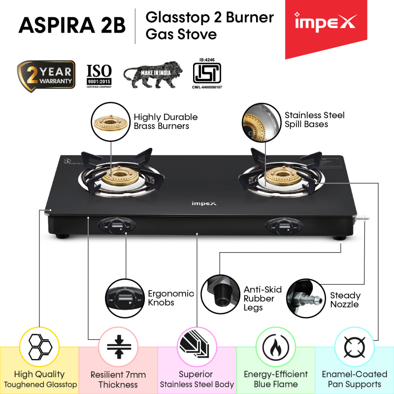Glasstop Gas Stove ASPIRA 2B