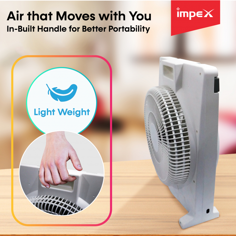 Breeze D4 | Solar Rechargeable Fan with Battery Backup & LED Light