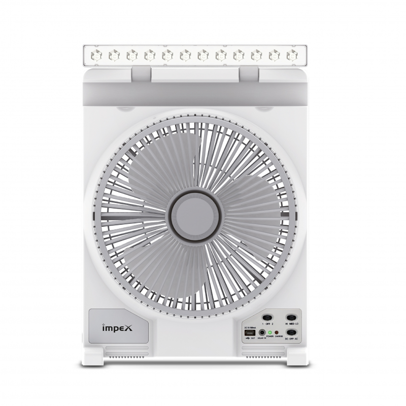 Breeze D4 | Solar Rechargeable Fan with Battery Backup & LED Light